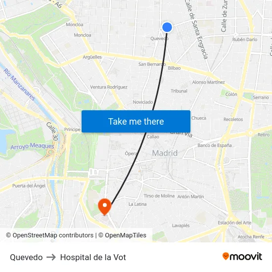 Quevedo to Hospital de la Vot map