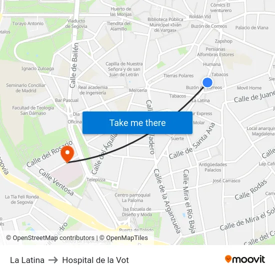 La Latina to Hospital de la Vot map