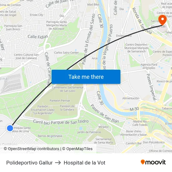 Polideportivo Gallur to Hospital de la Vot map