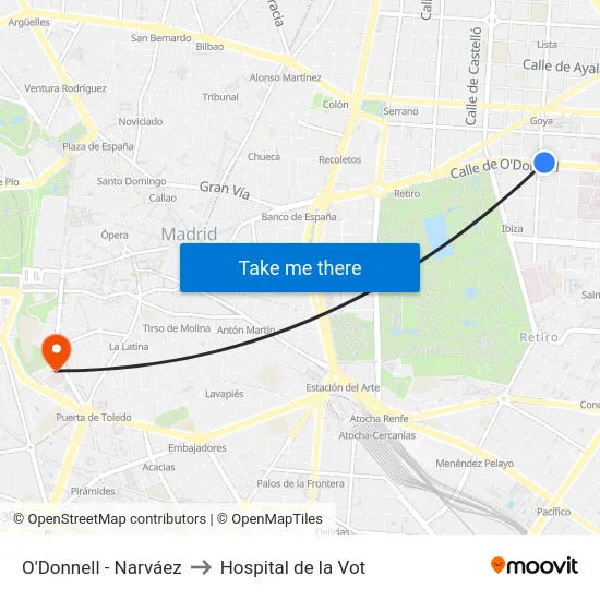 O'Donnell - Narváez to Hospital de la Vot map