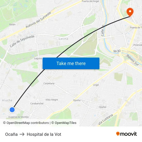 Ocaña to Hospital de la Vot map
