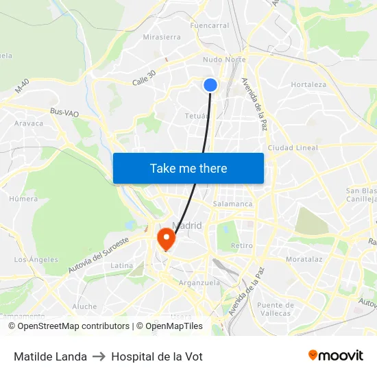 Matilde Landa to Hospital de la Vot map