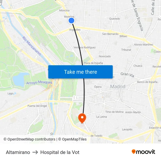 Altamirano to Hospital de la Vot map