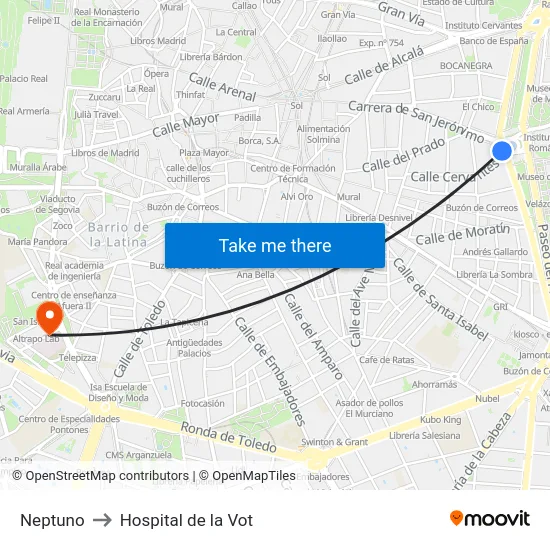 Neptuno to Hospital de la Vot map