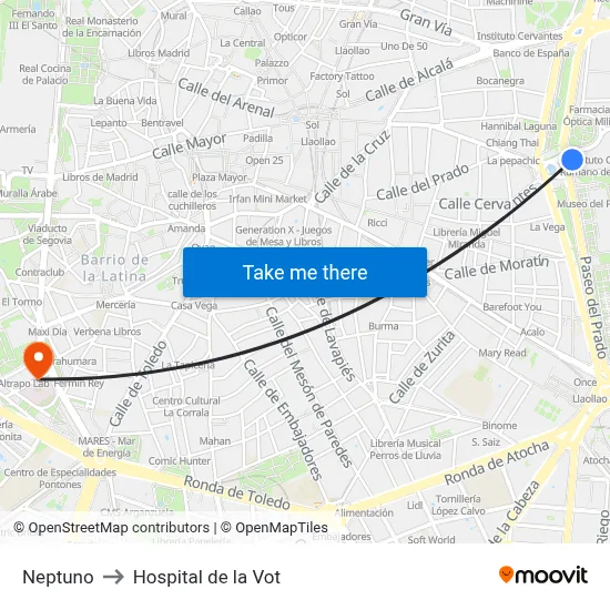 Neptuno to Hospital de la Vot map