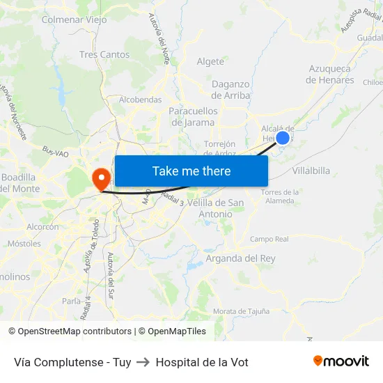 Vía Complutense - Tuy to Hospital de la Vot map