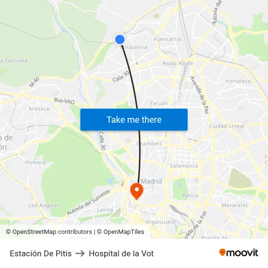 Estación De Pitis to Hospital de la Vot map