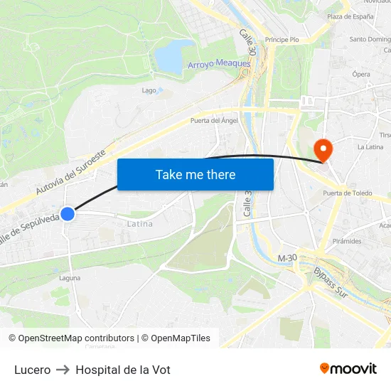 Lucero to Hospital de la Vot map