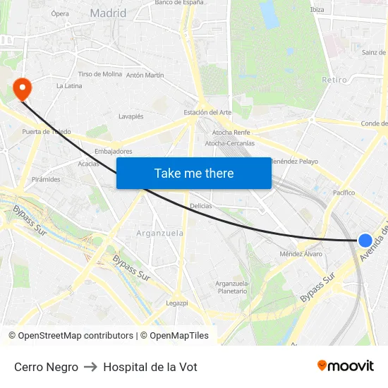 Cerro Negro to Hospital de la Vot map