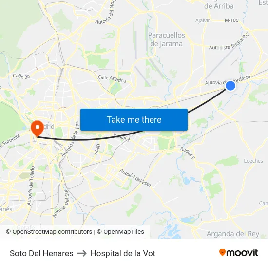Soto Del Henares to Hospital de la Vot map