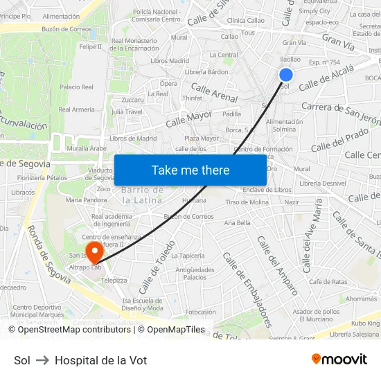Sol to Hospital de la Vot map
