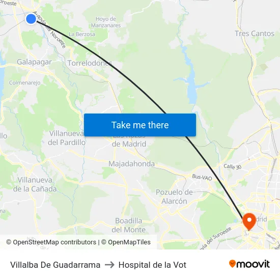 Villalba De Guadarrama to Hospital de la Vot map
