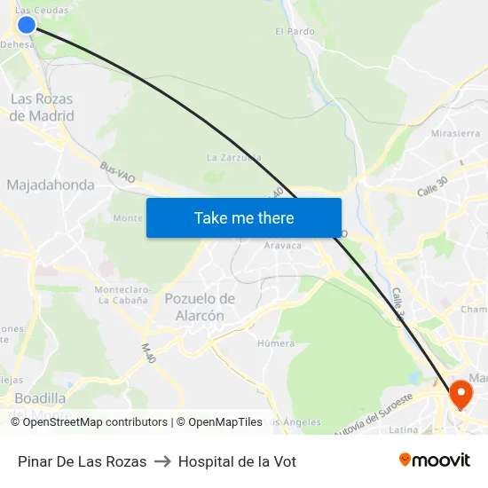 Pinar De Las Rozas to Hospital de la Vot map
