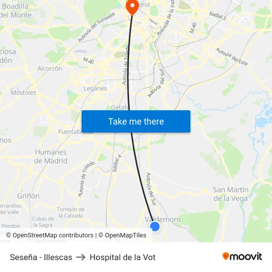Seseña - Illescas to Hospital de la Vot map