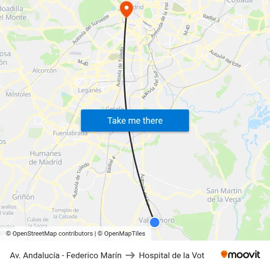 Av. Andalucía - Federico Marín to Hospital de la Vot map