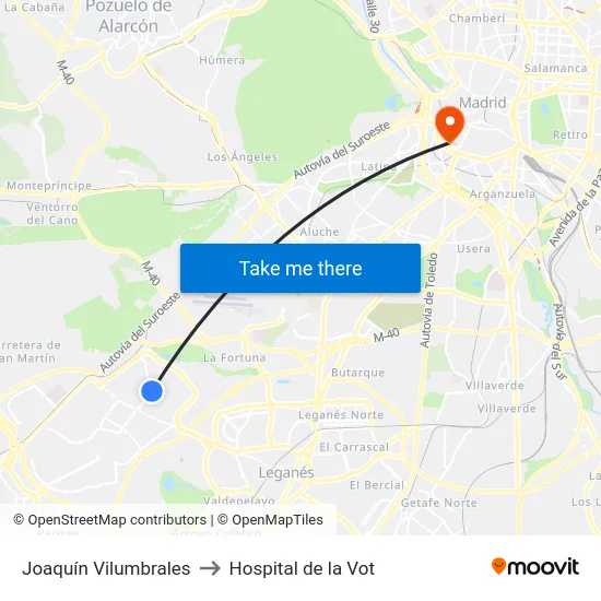 Joaquín Vilumbrales to Hospital de la Vot map