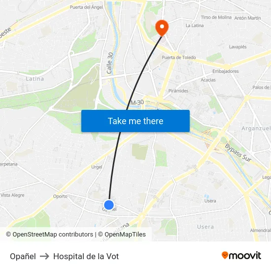Opañel to Hospital de la Vot map