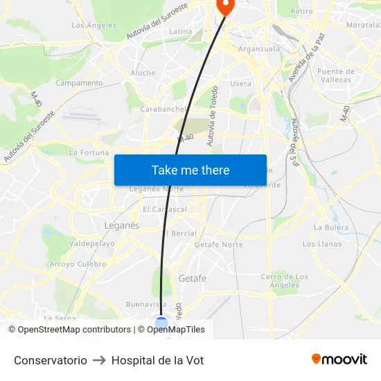 Conservatorio to Hospital de la Vot map