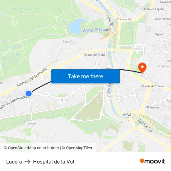 Lucero to Hospital de la Vot map