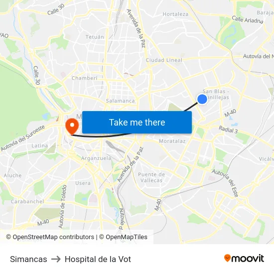 Simancas to Hospital de la Vot map