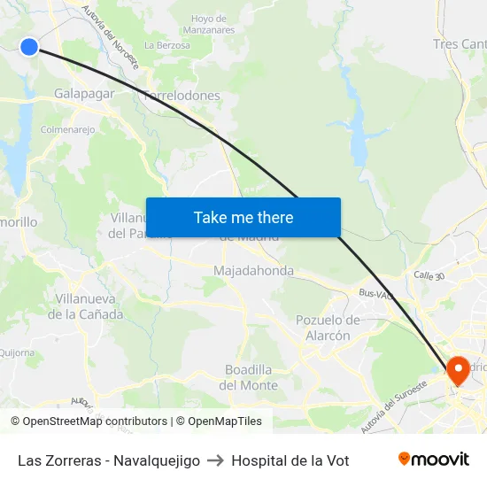 Las Zorreras - Navalquejigo to Hospital de la Vot map
