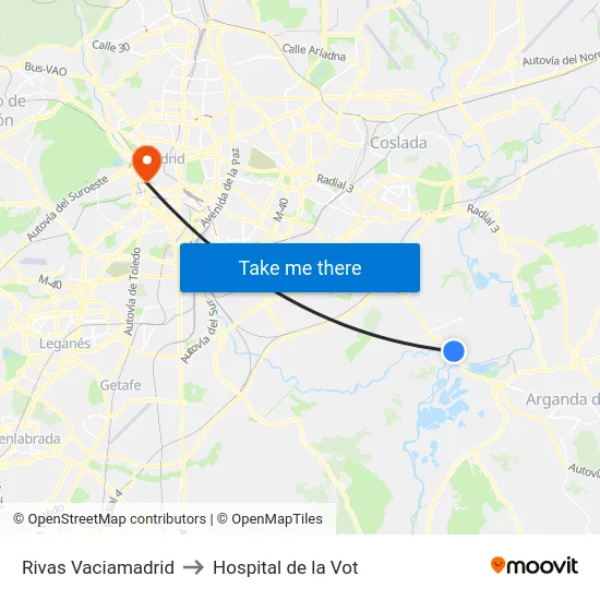 Rivas Vaciamadrid to Hospital de la Vot map