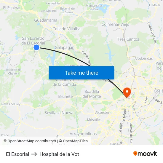 El Escorial to Hospital de la Vot map