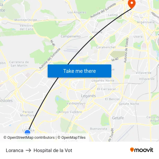 Loranca to Hospital de la Vot map
