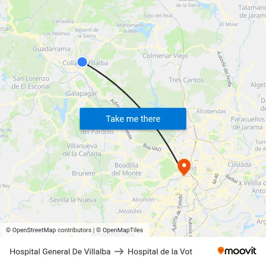 Hospital General De Villalba to Hospital de la Vot map