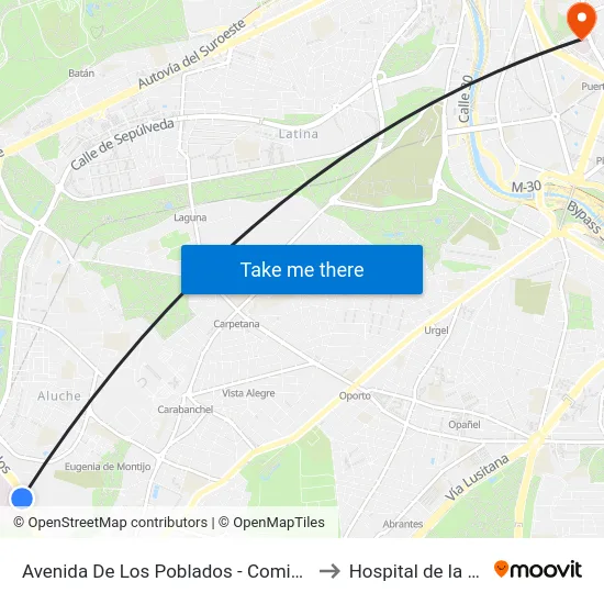 Avenida De Los Poblados - Comisaria to Hospital de la Vot map