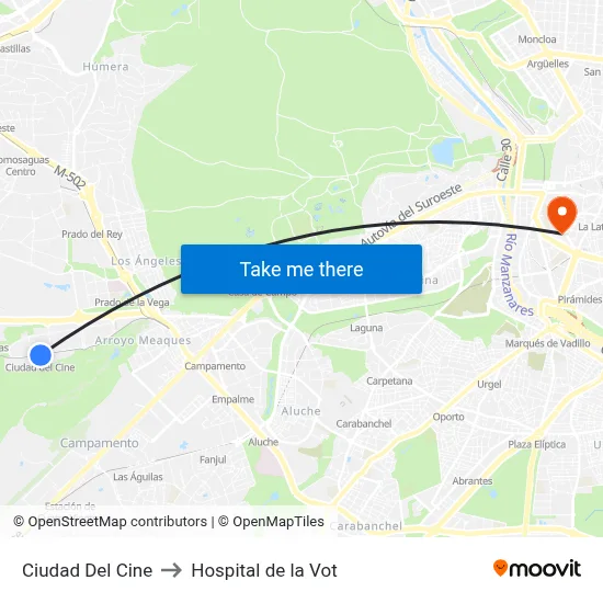 Ciudad Del Cine to Hospital de la Vot map
