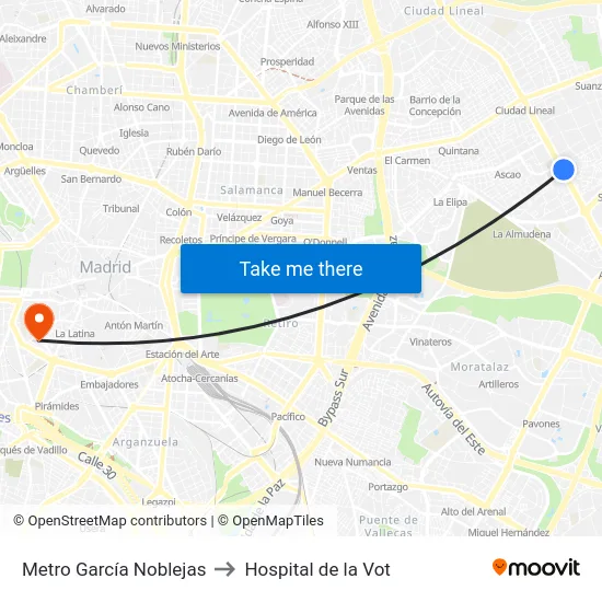Metro García Noblejas to Hospital de la Vot map