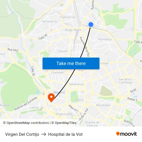 Virgen Del Cortijo to Hospital de la Vot map