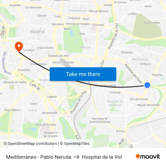 Mediterráneo - Pablo Neruda to Hospital de la Vot map
