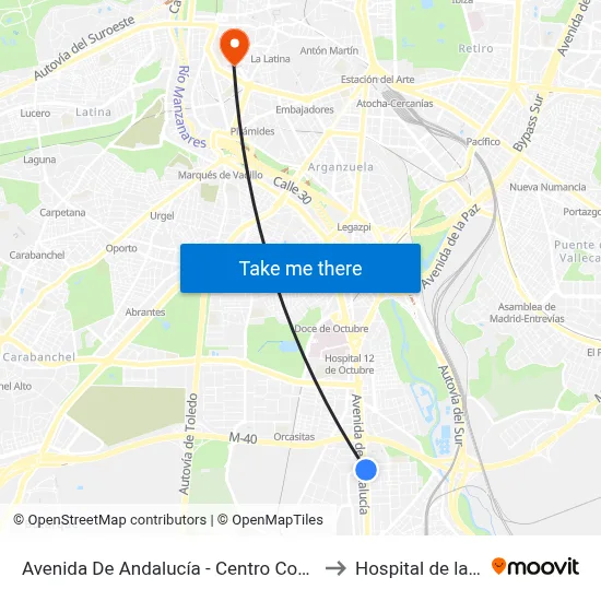 Avenida De Andalucía - Centro Comercial to Hospital de la Vot map