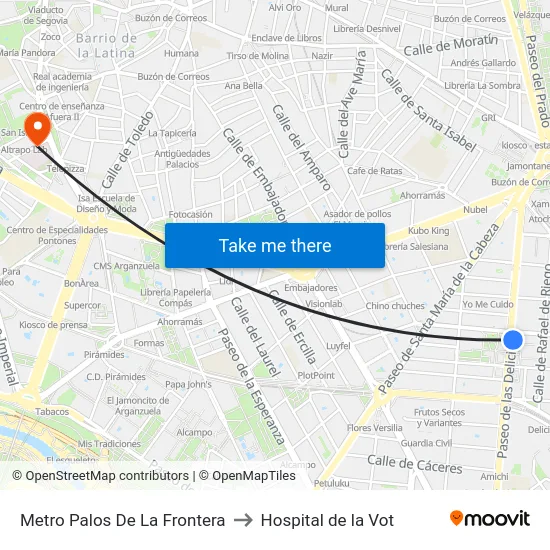 Metro Palos De La Frontera to Hospital de la Vot map
