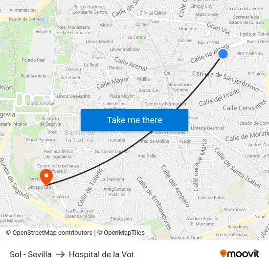 Sol - Sevilla to Hospital de la Vot map