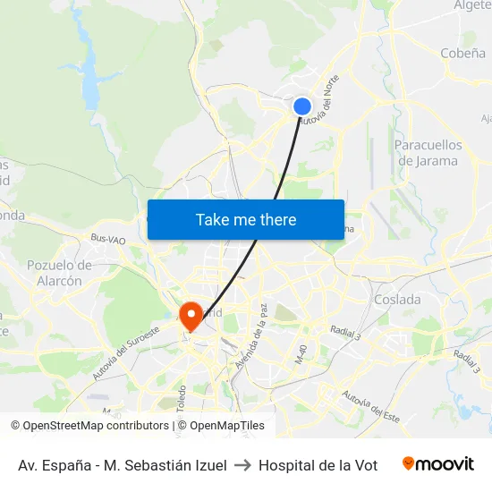 Av. España - M. Sebastián Izuel to Hospital de la Vot map