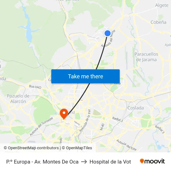 P.º Europa - Av. Montes De Oca to Hospital de la Vot map