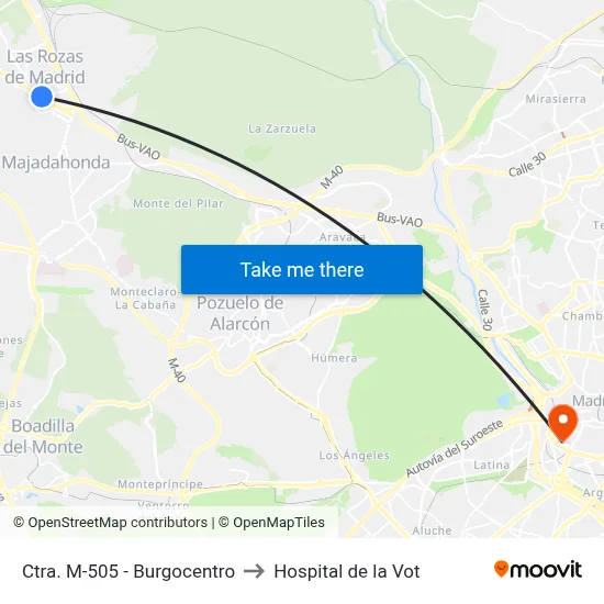 Ctra. M-505 - Burgocentro to Hospital de la Vot map