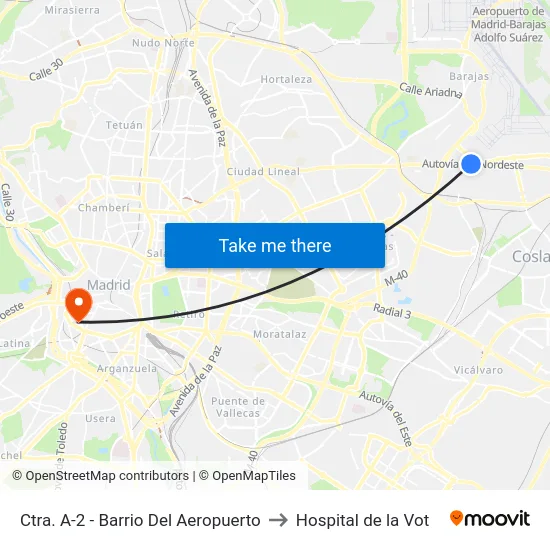 Ctra. A-2 - Barrio Del Aeropuerto to Hospital de la Vot map