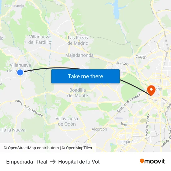 Empedrada - Real to Hospital de la Vot map