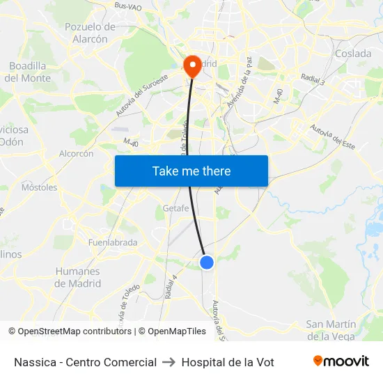 Nassica - Centro Comercial to Hospital de la Vot map