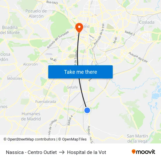 Nassica - Centro Outlet to Hospital de la Vot map