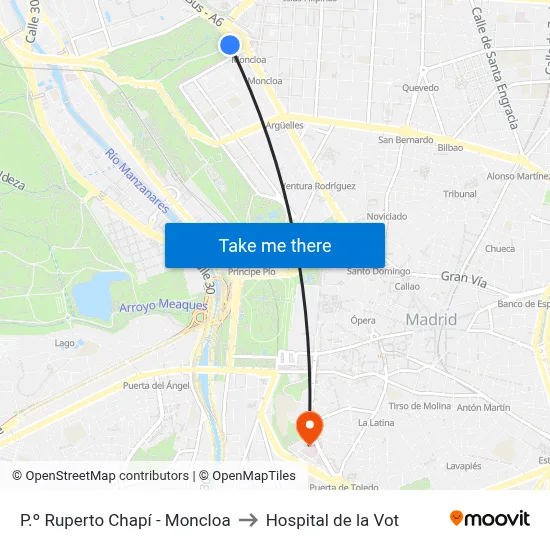 P.º Ruperto Chapí - Moncloa to Hospital de la Vot map