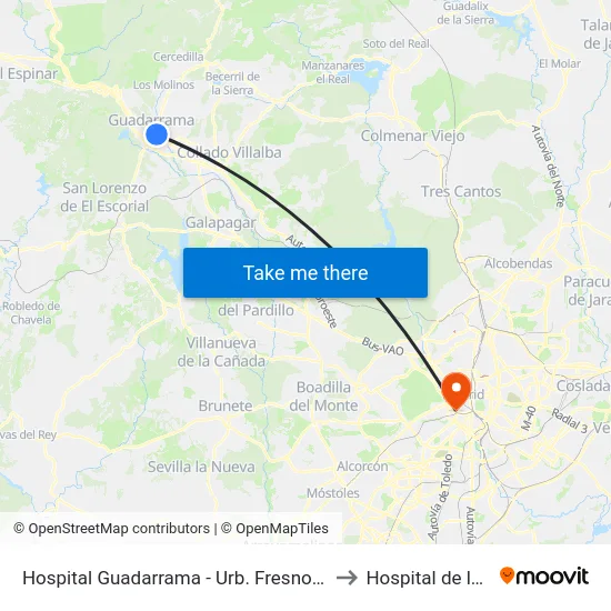 Hospital Guadarrama - Urb. Fresnos Jarosa to Hospital de la Vot map