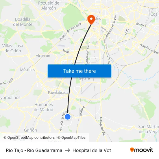 Río Tajo - Río Guadarrama to Hospital de la Vot map