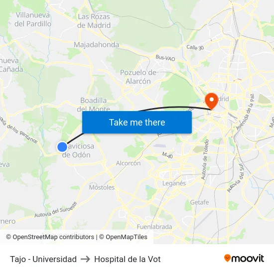 Tajo - Universidad to Hospital de la Vot map