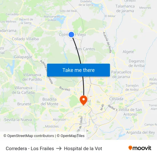 Corredera - Los Frailes to Hospital de la Vot map