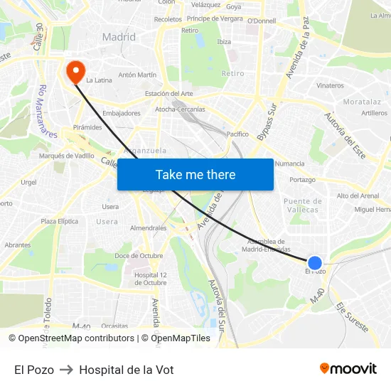 El Pozo to Hospital de la Vot map